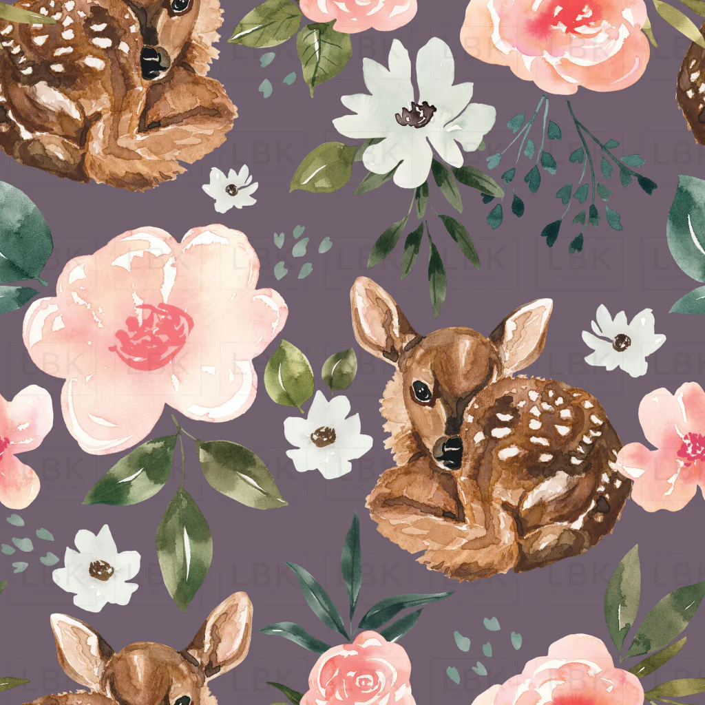 Purple Vintage Spring Fawn Floral