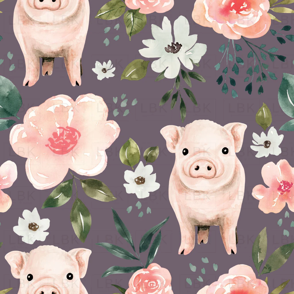 Purple Vintage Spring Pig Floral