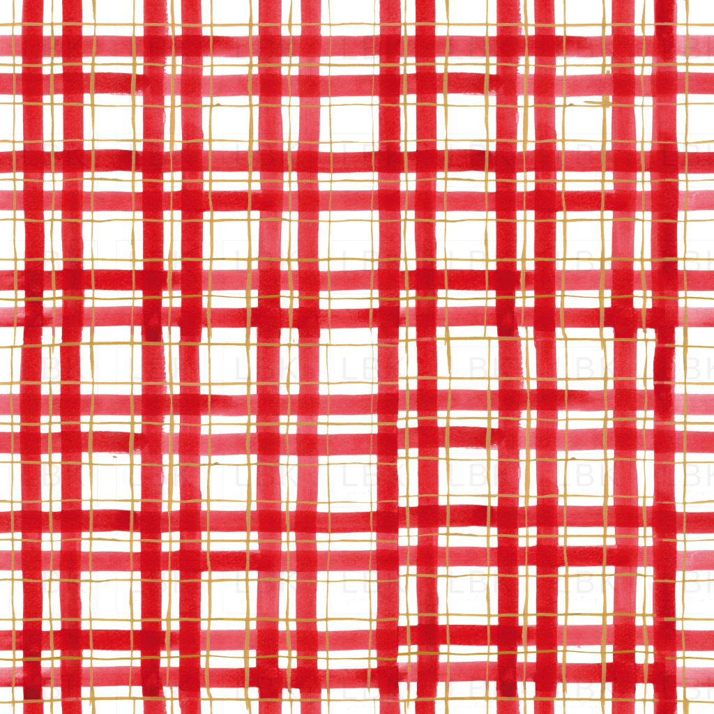 Red and Gold Watercolor Plaid