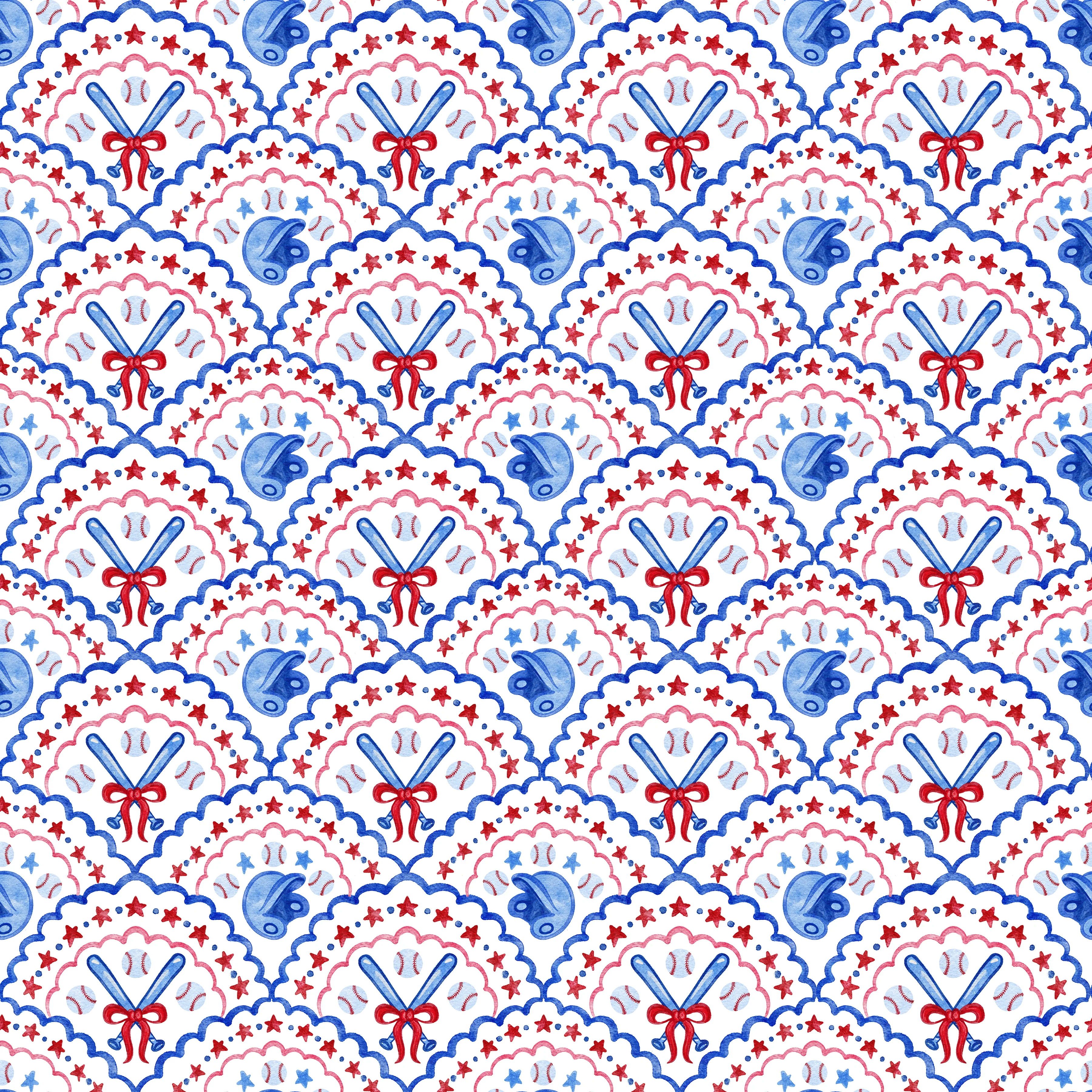 Red White and Blue Baseball Scallop
