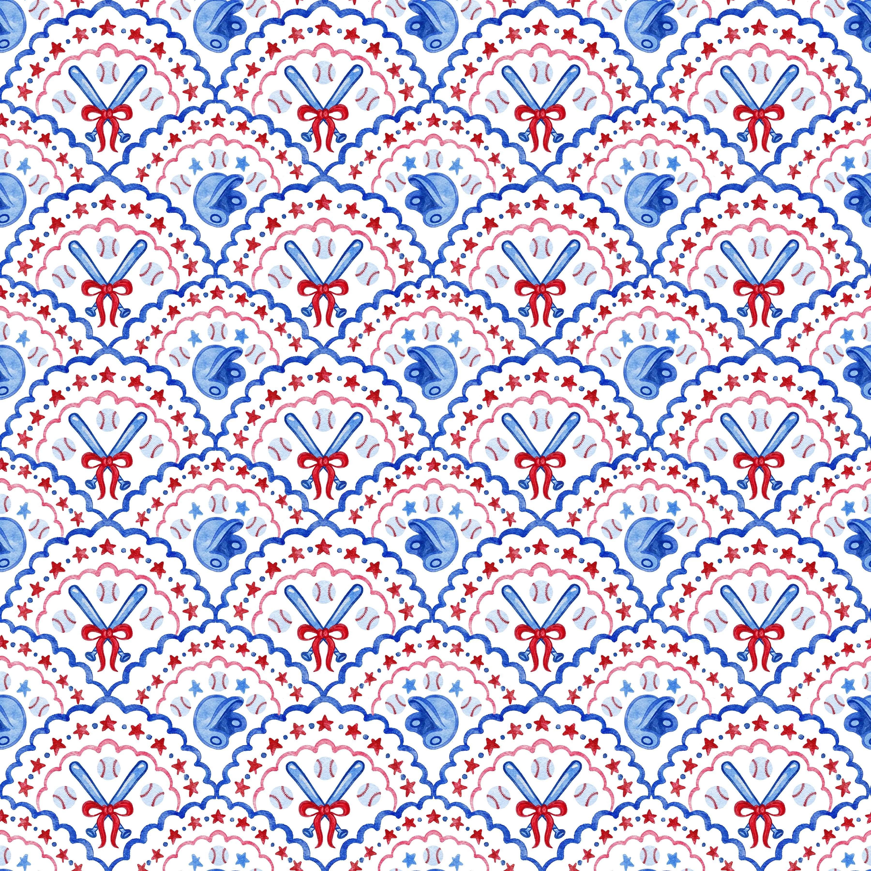 Red White and Blue Baseball Scallop
