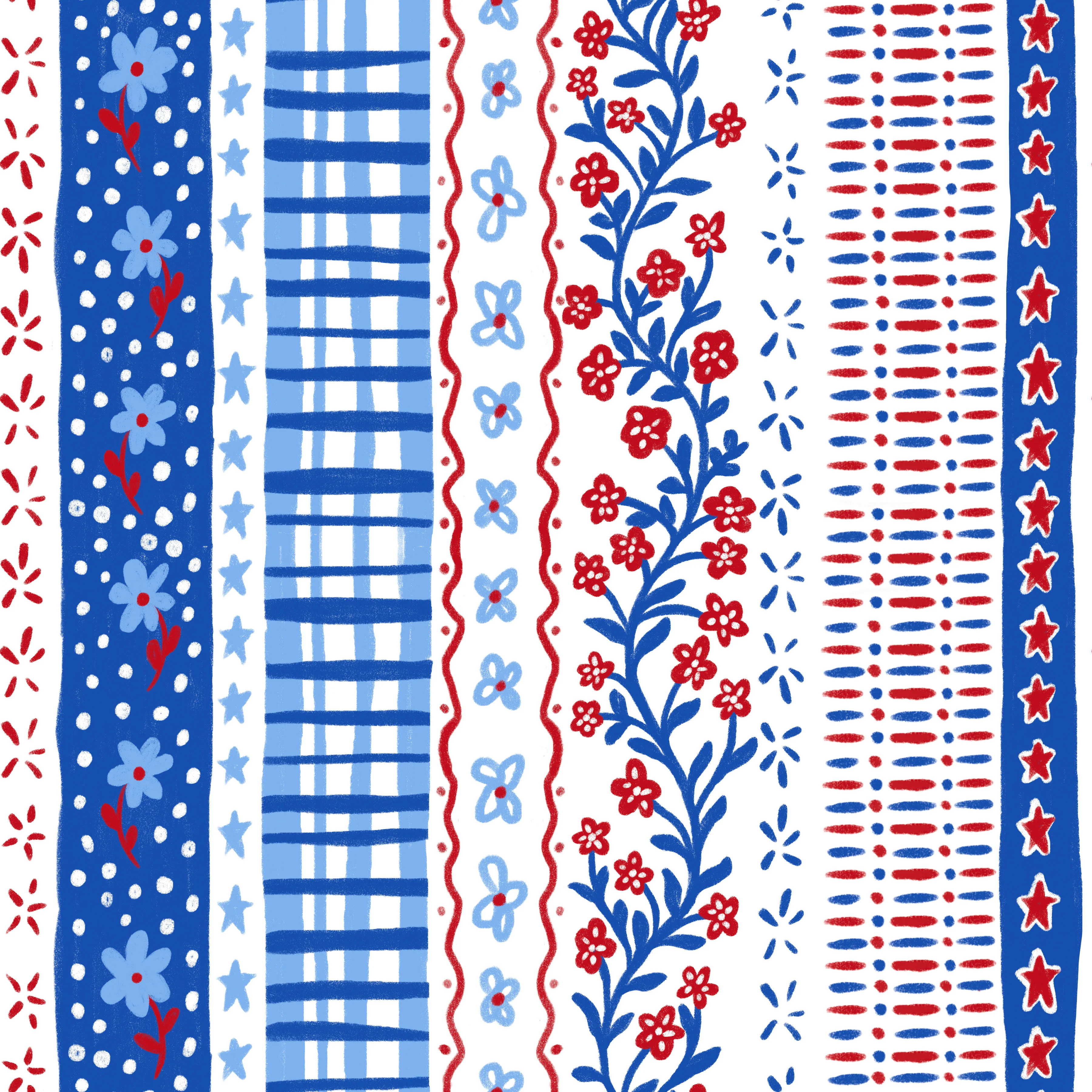 Red White and Blue Mixed Vertical Stripe