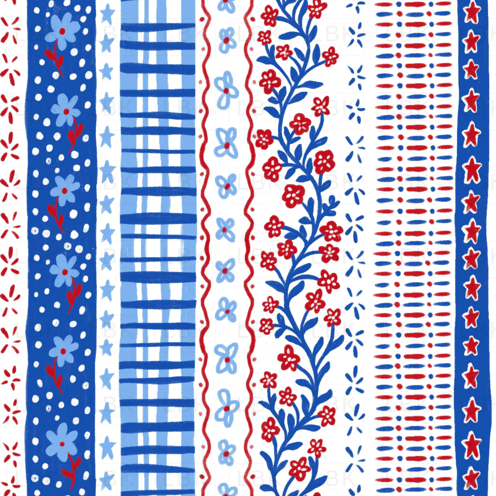 Red White and Blue Mixed Vertical Stripe