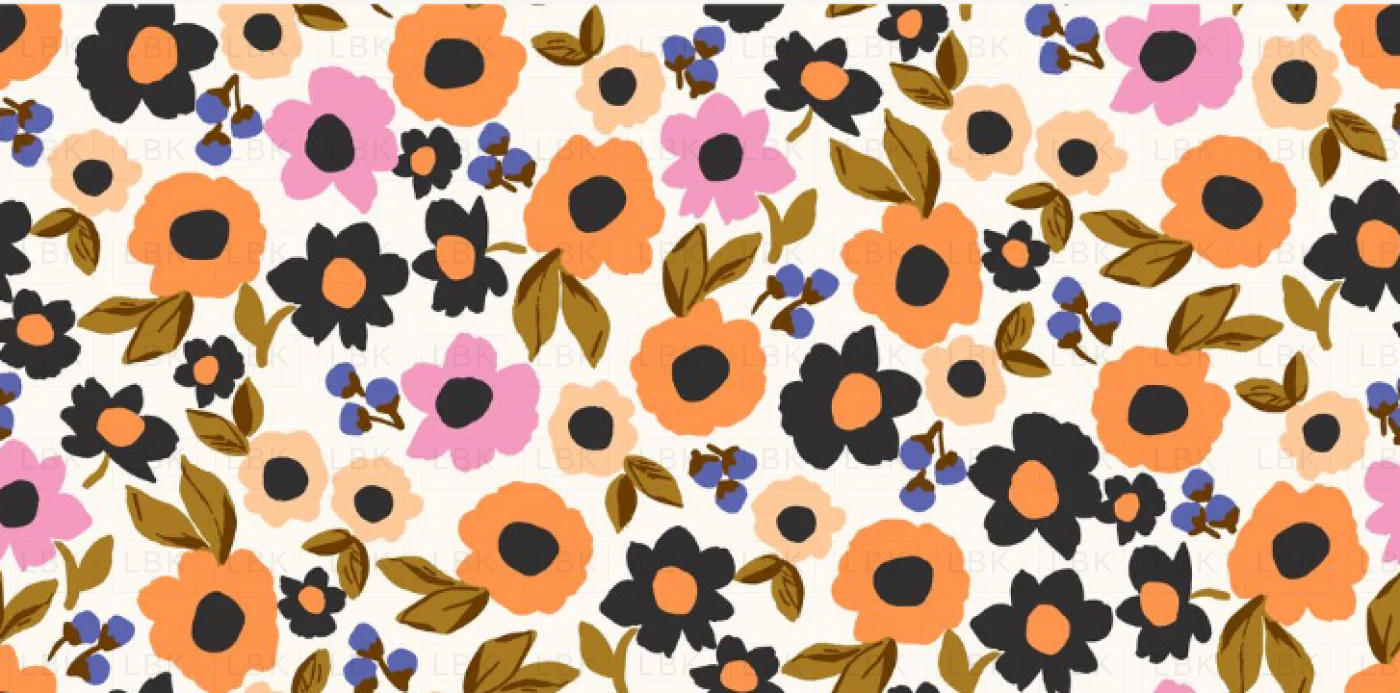 Retro floral in pumpkin pink