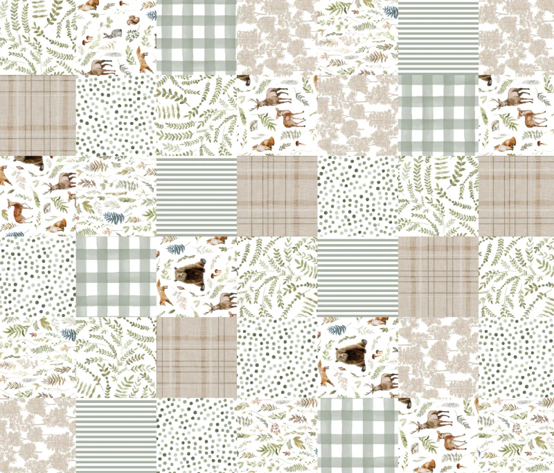 Rotated Woodland Storybook Cheater Quilt