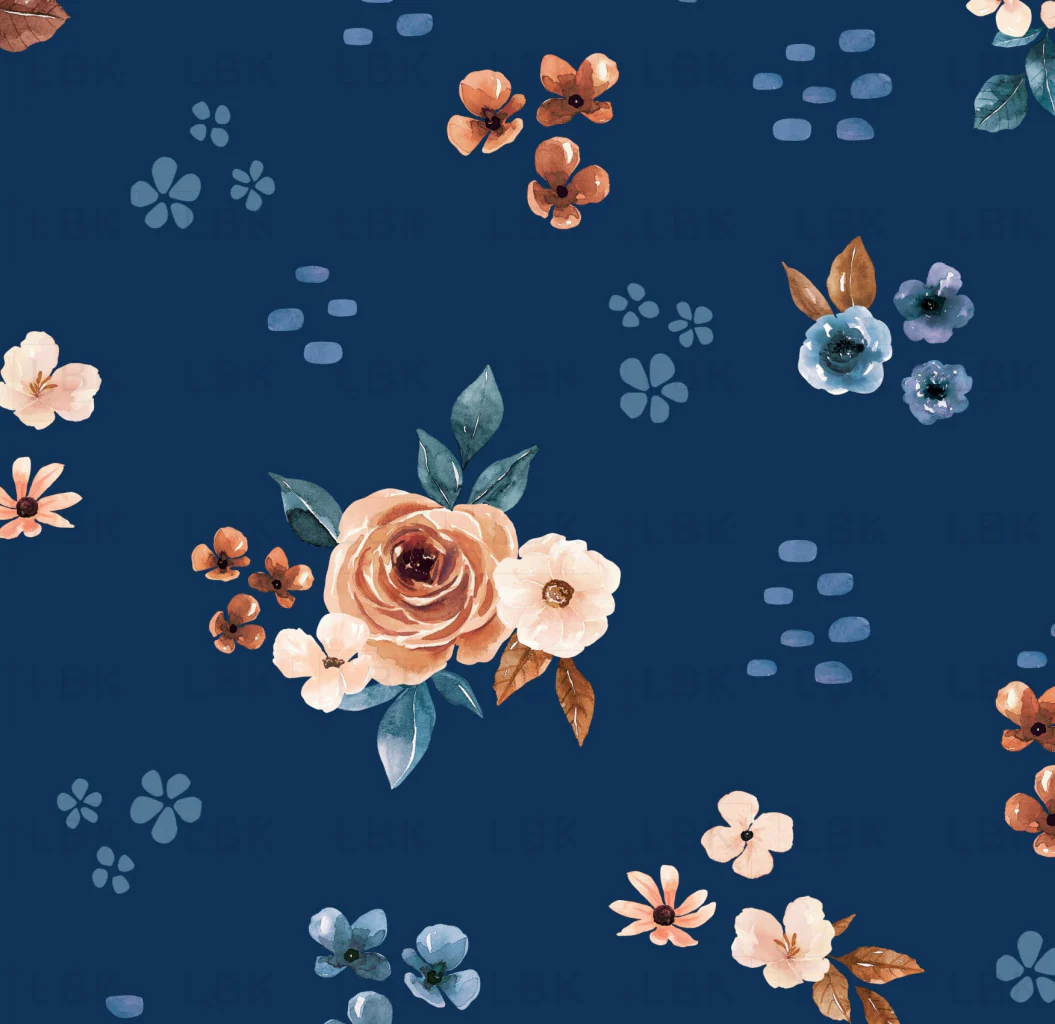 Rust and Royal Floral Royal Blue
