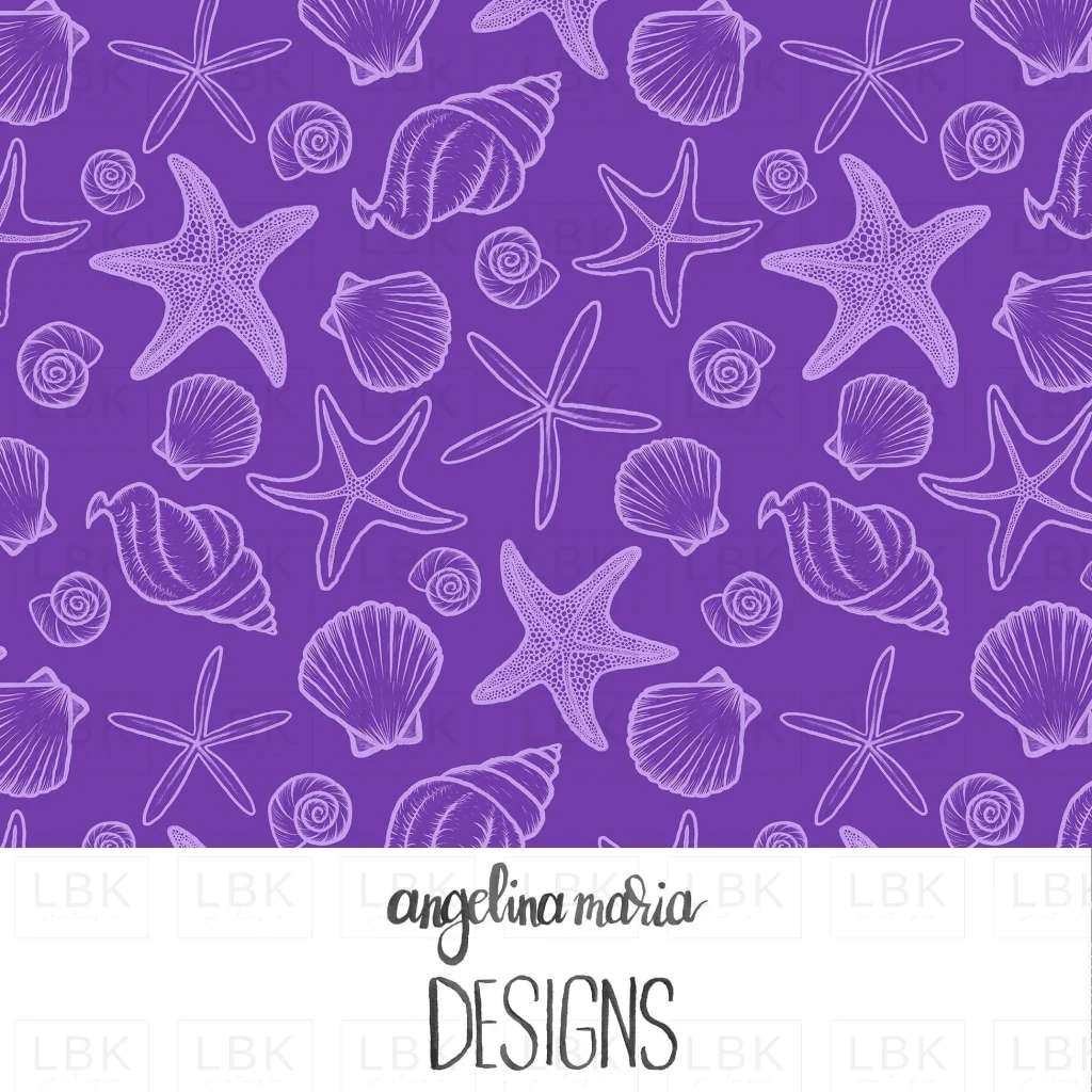 seashells and starfish blue violet
