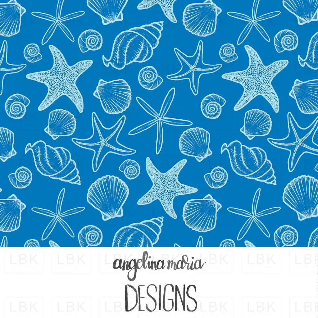 seashells and starfish ocean depths blue