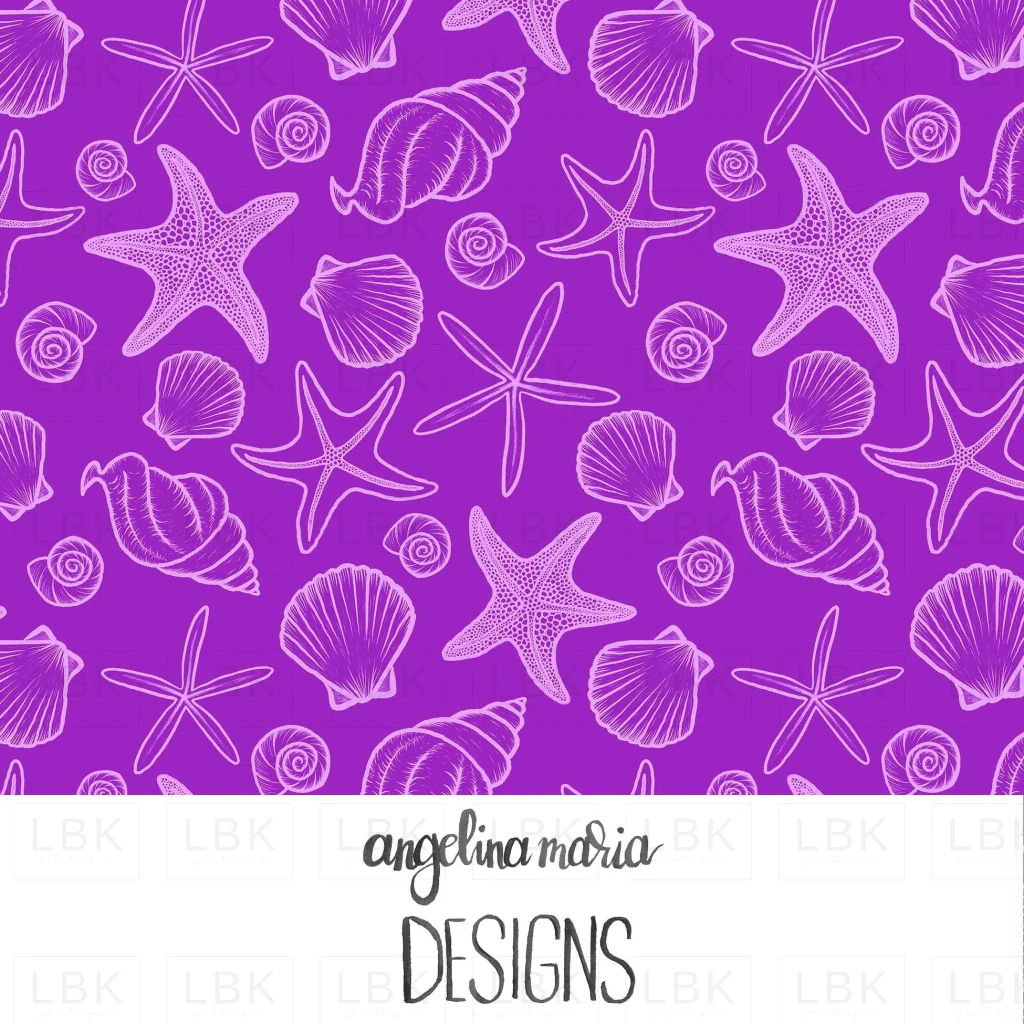 seashells and starfish purple.