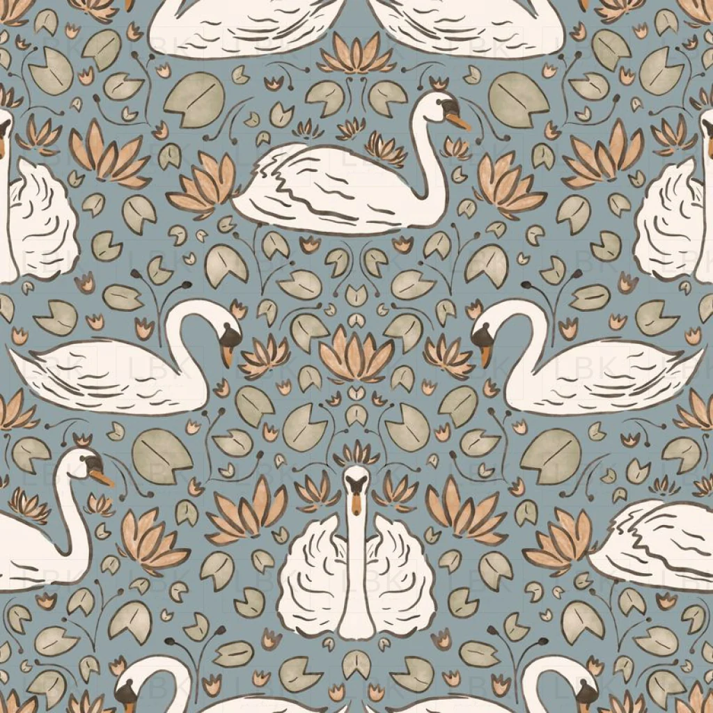 serene swans - dusty blue