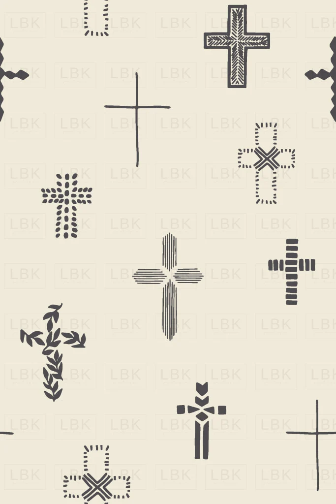 small Easter Cross Gray Charcoal on Cream