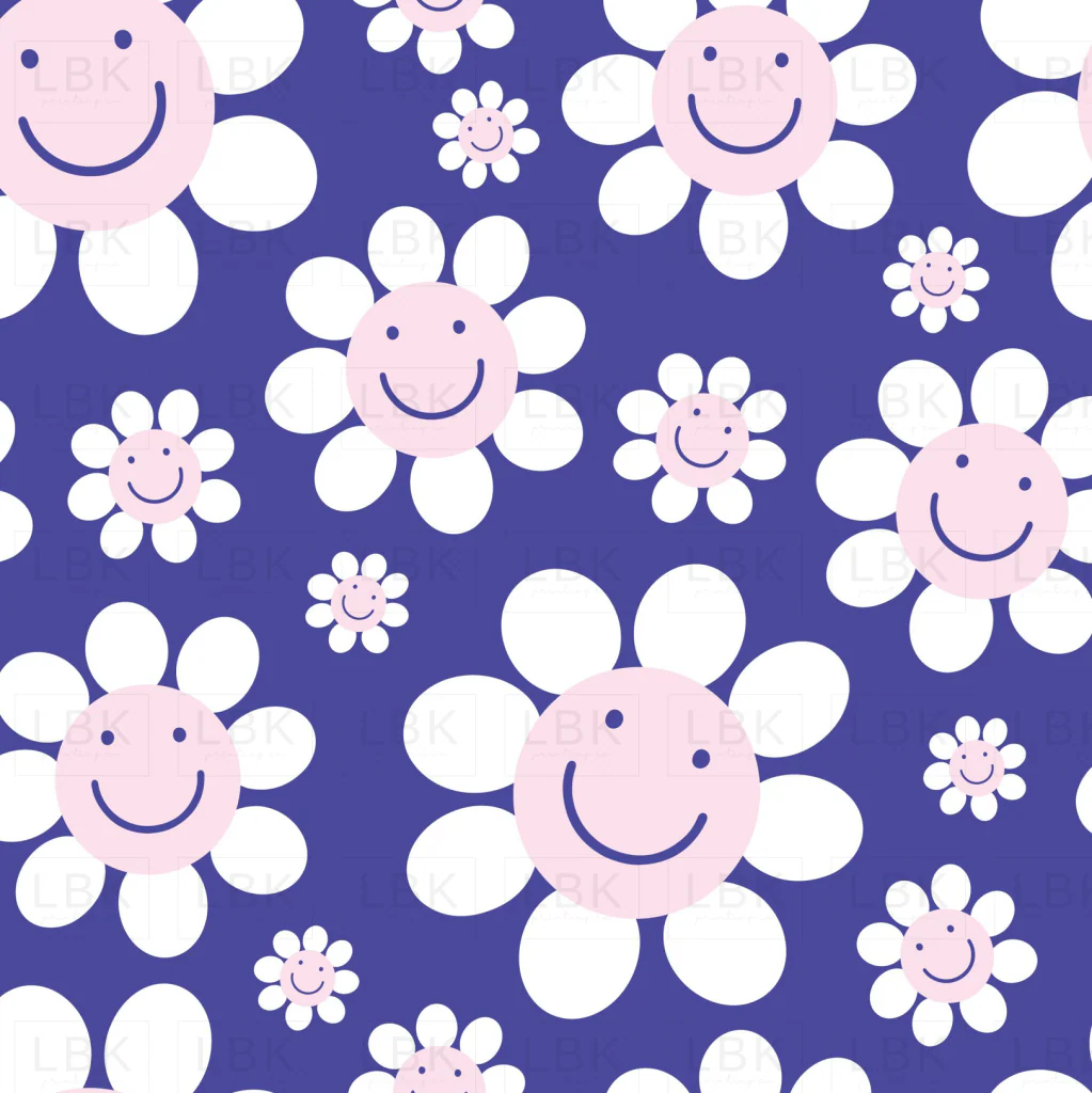 smiley flowers on blue