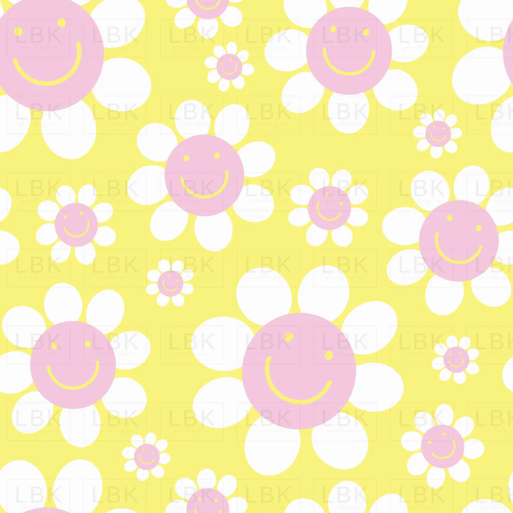 smiley flowers on yellow