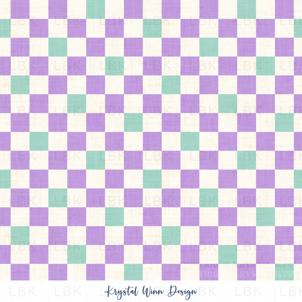 Space Bunny Check Purple and Mint