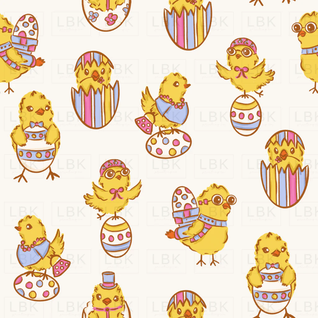 Spring Chicks and Easter Eggs White