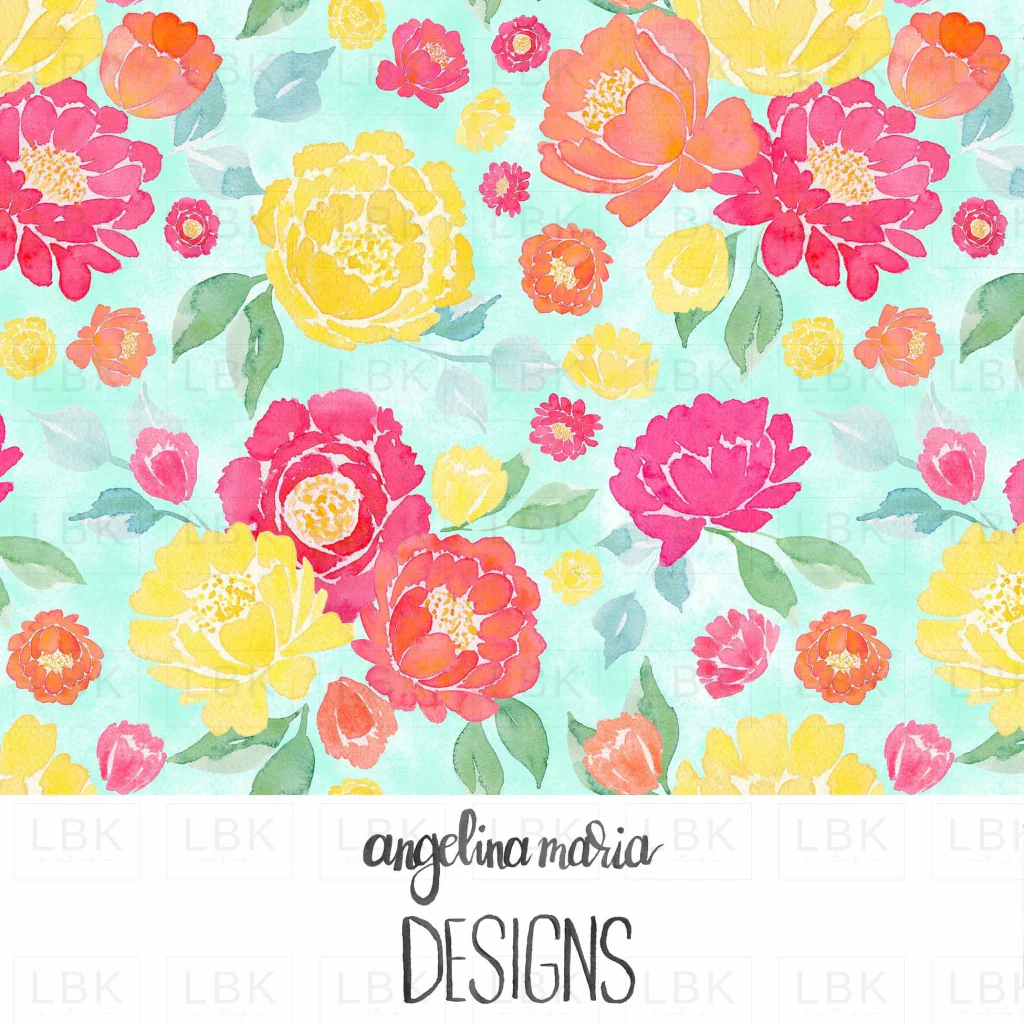 summer floral on aqua