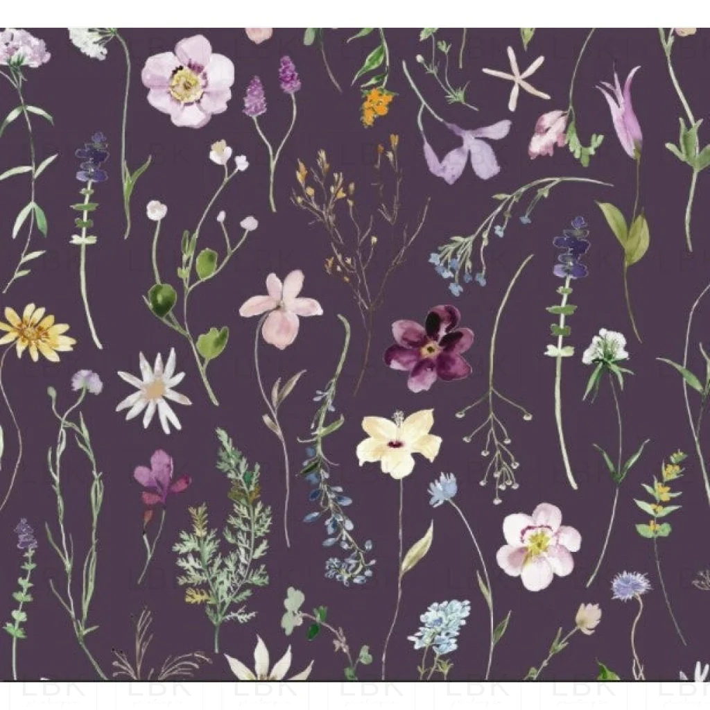 Summer Wildflowers Floral on Plum