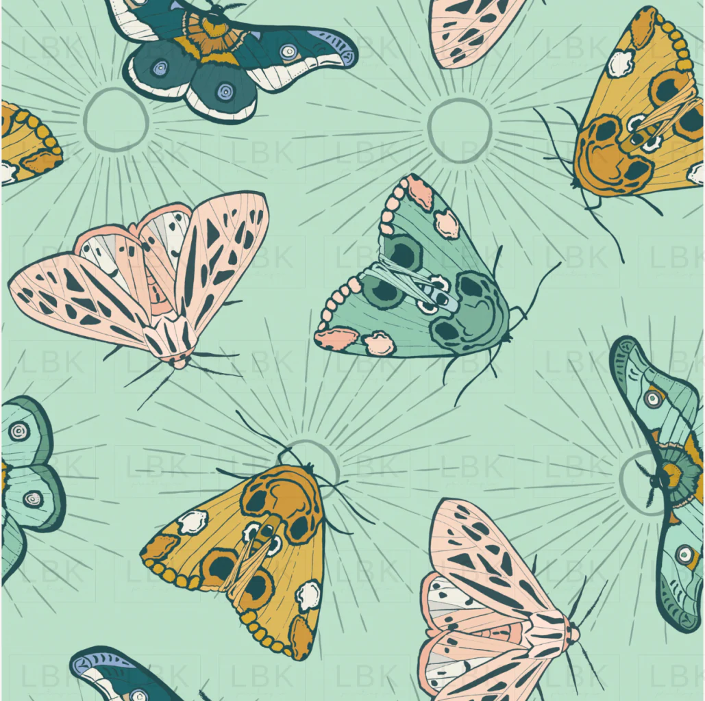 Sunburst Moths Mint Blue