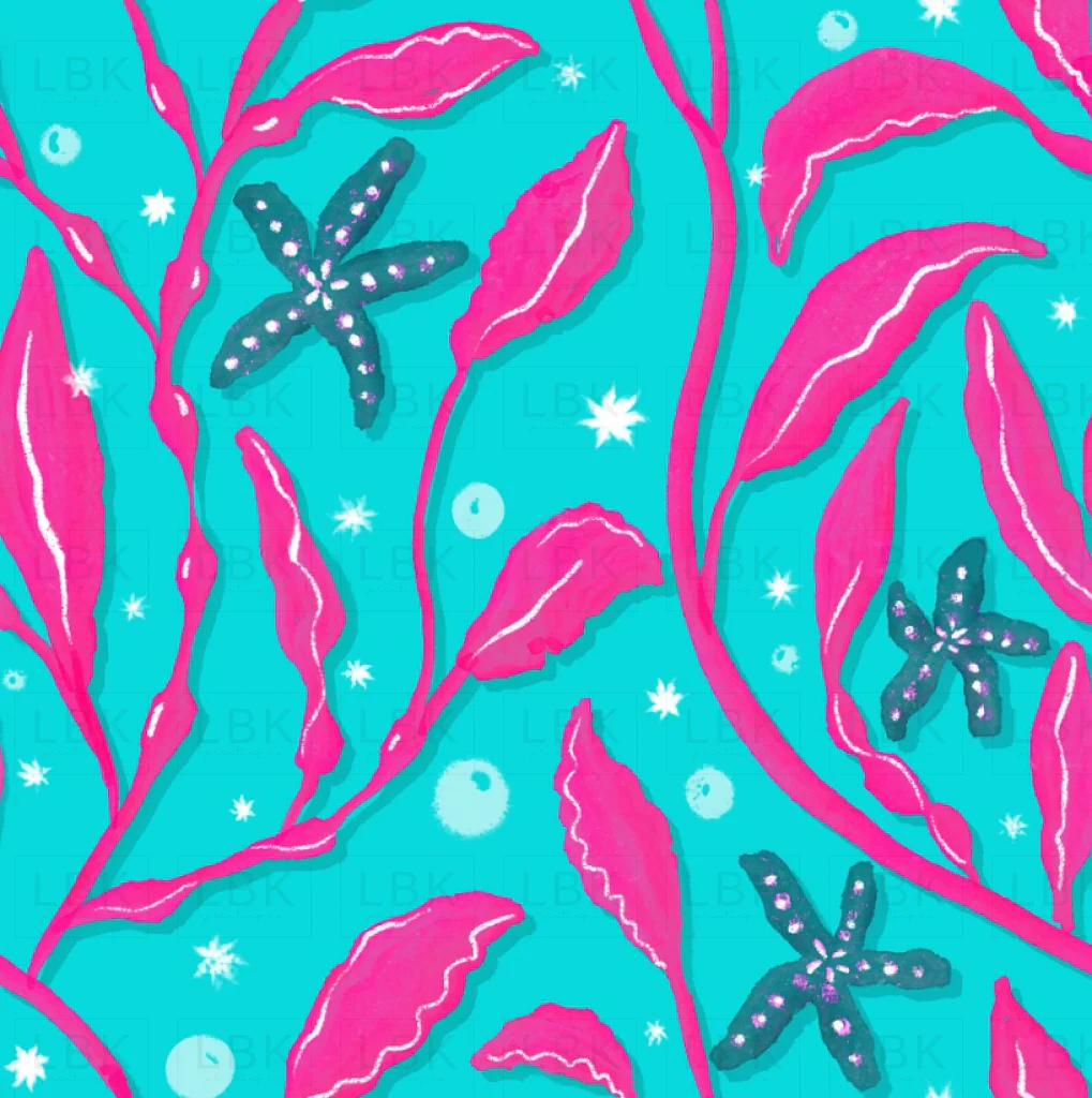 Swaying Seagrass Symphony turq waters raspberry