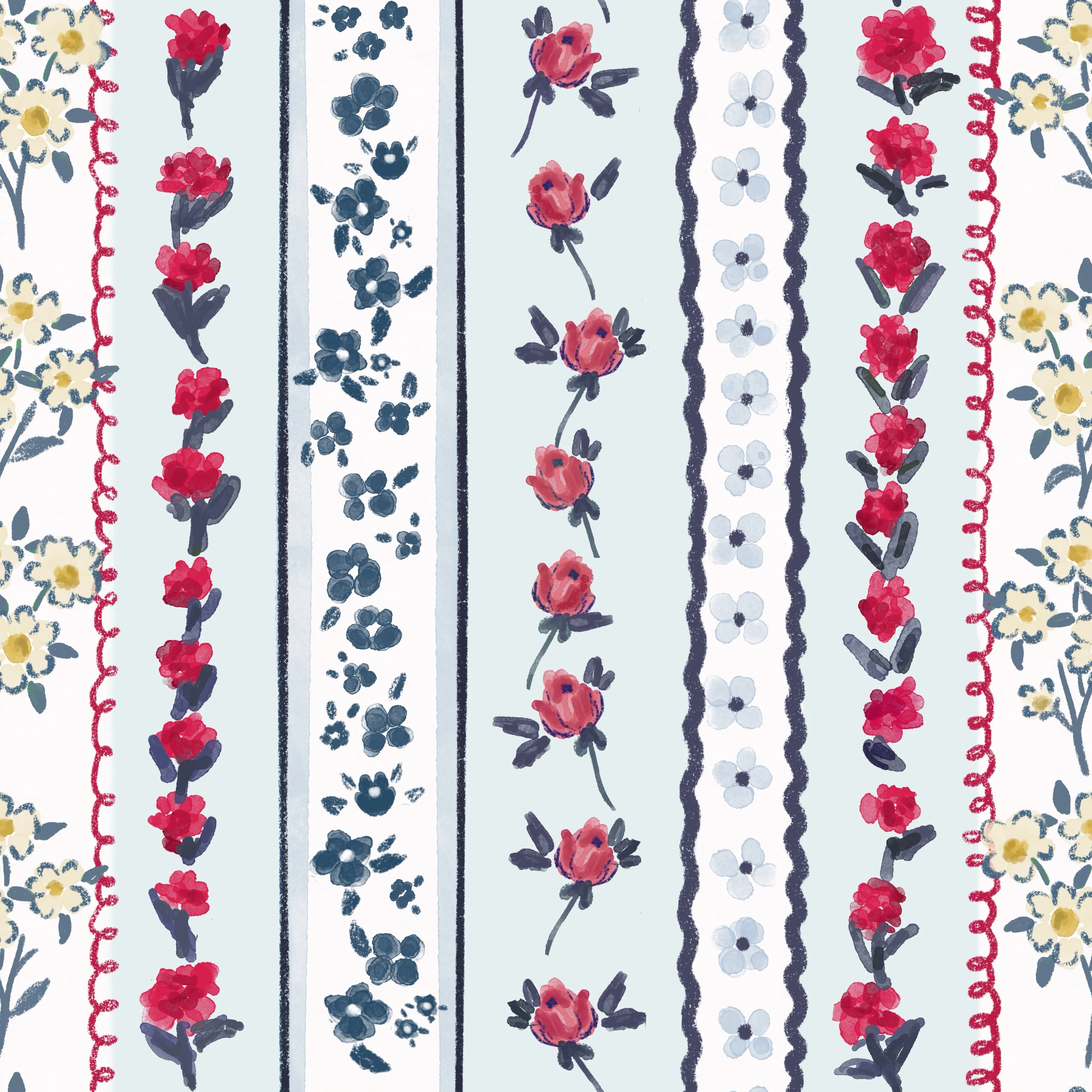 Sweet americana posy stripe with navy blue