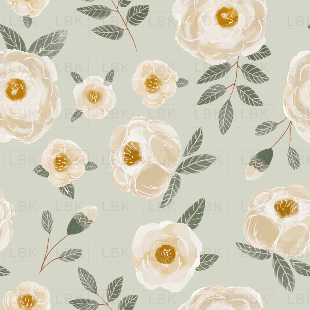 tossed magnolia floral- light green