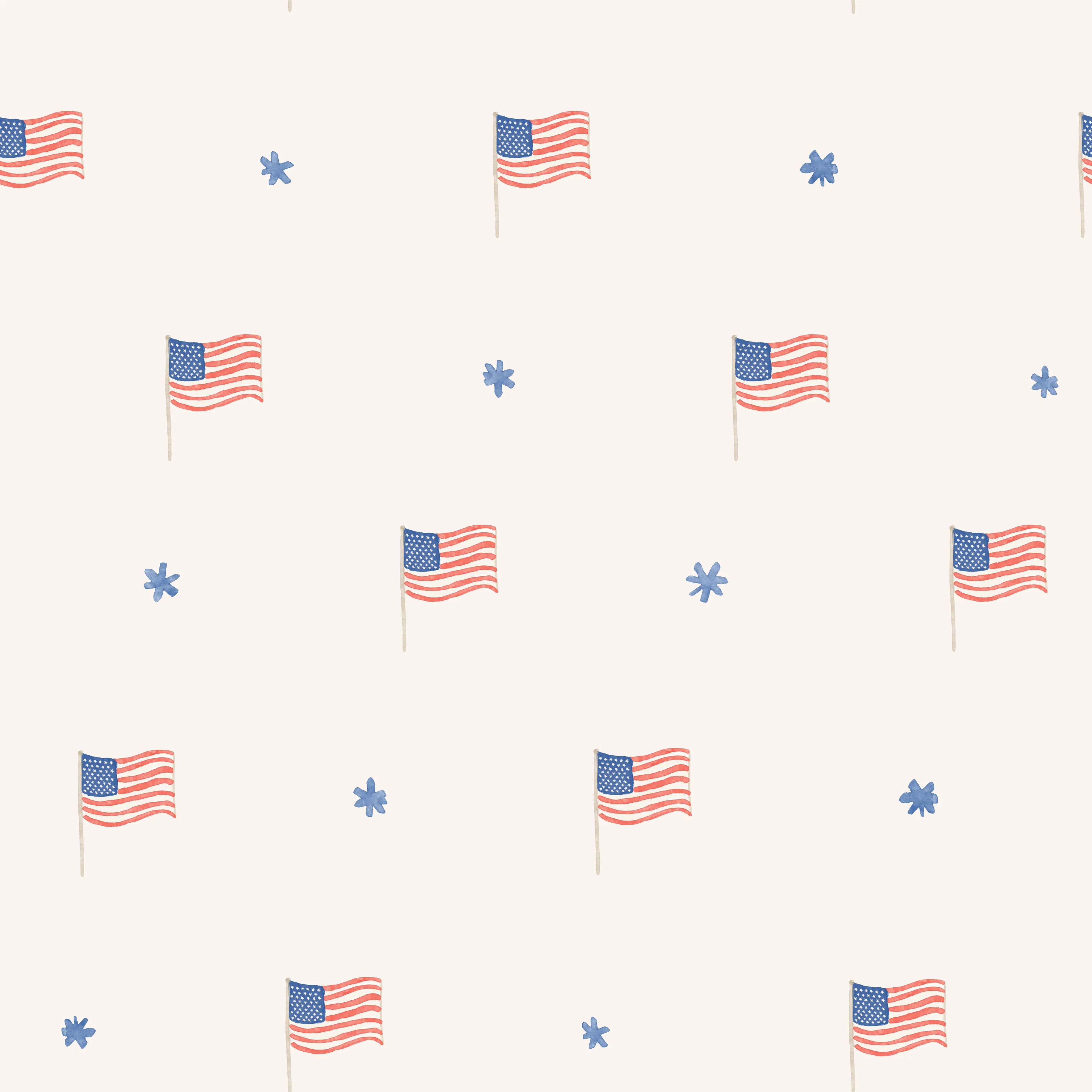USA flags and stars- cream10