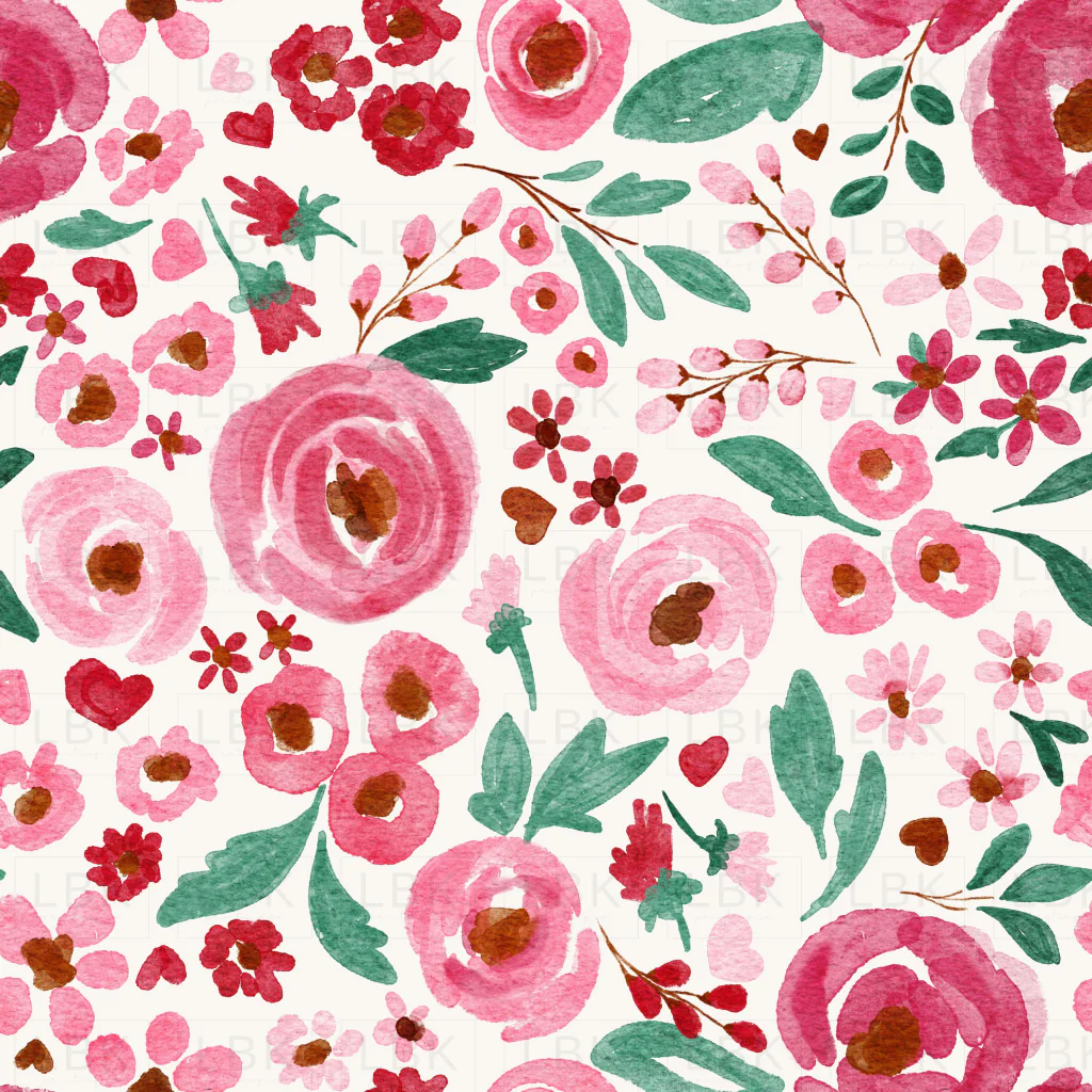 Valentine Watercolor Floral White