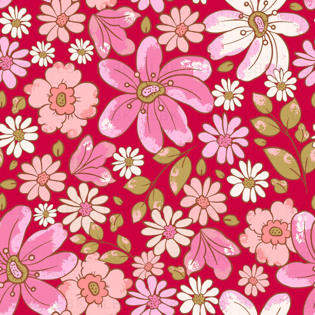 Valentines Floral Pattern red