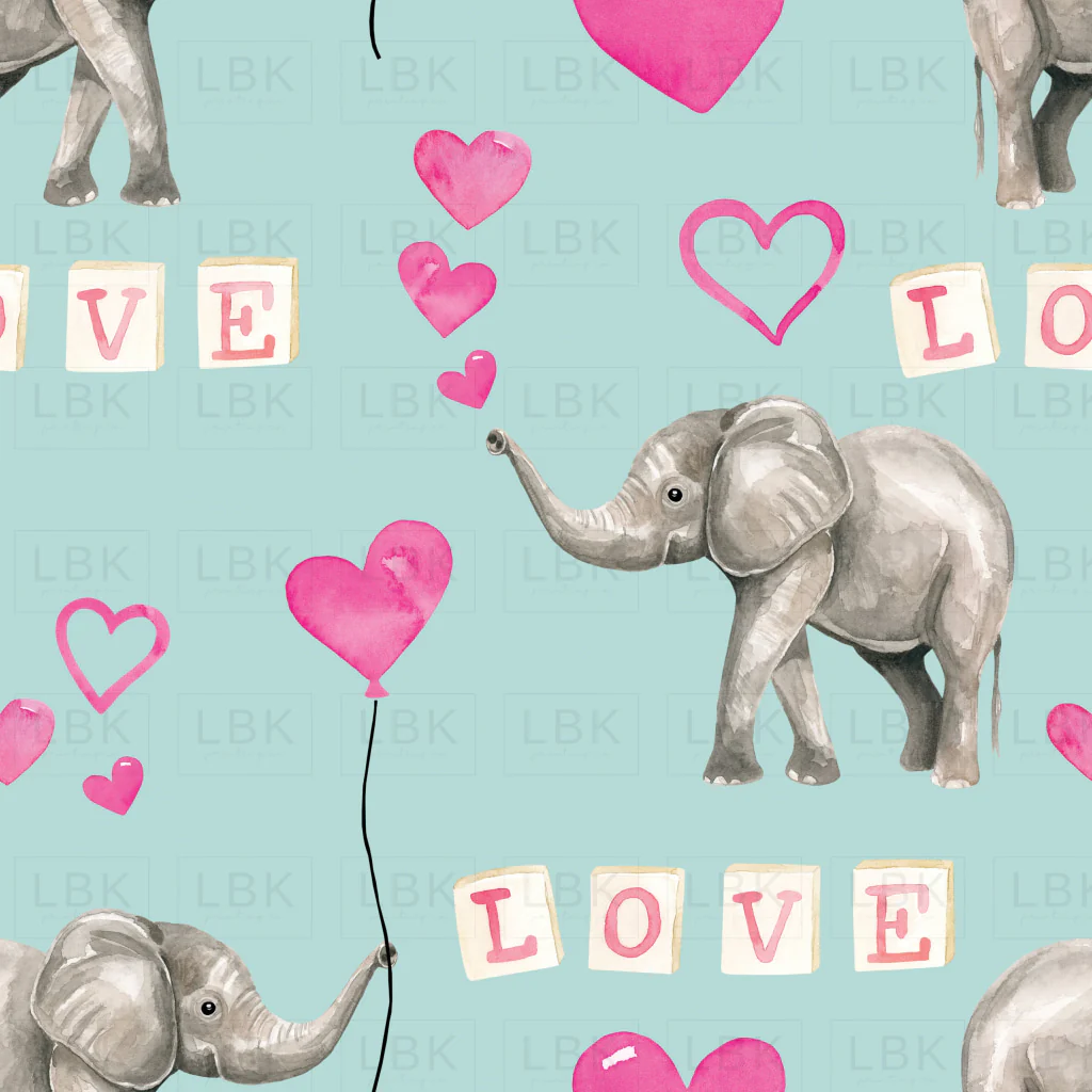 Valentines Watercolor Elephant