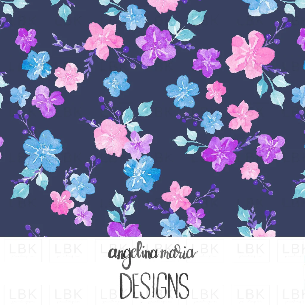 Vibrant Mermaid Floral Navy