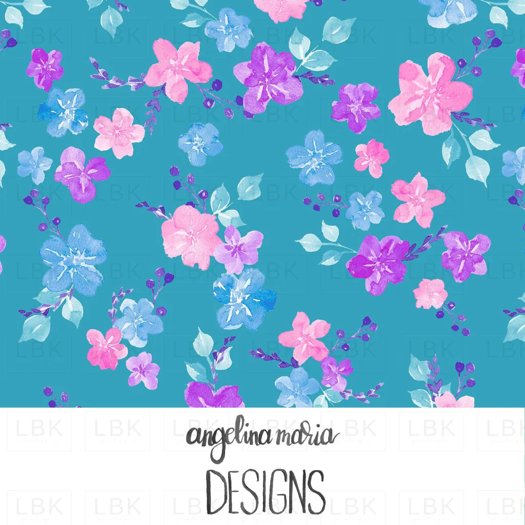 Vibrant Mermaid Floral Teal
