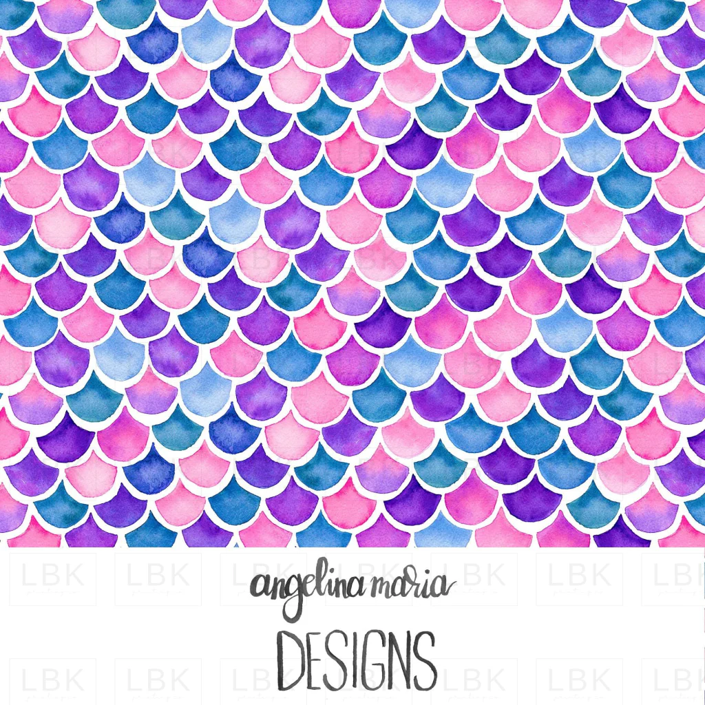Vibrant Watercolor Mermaid Scales.