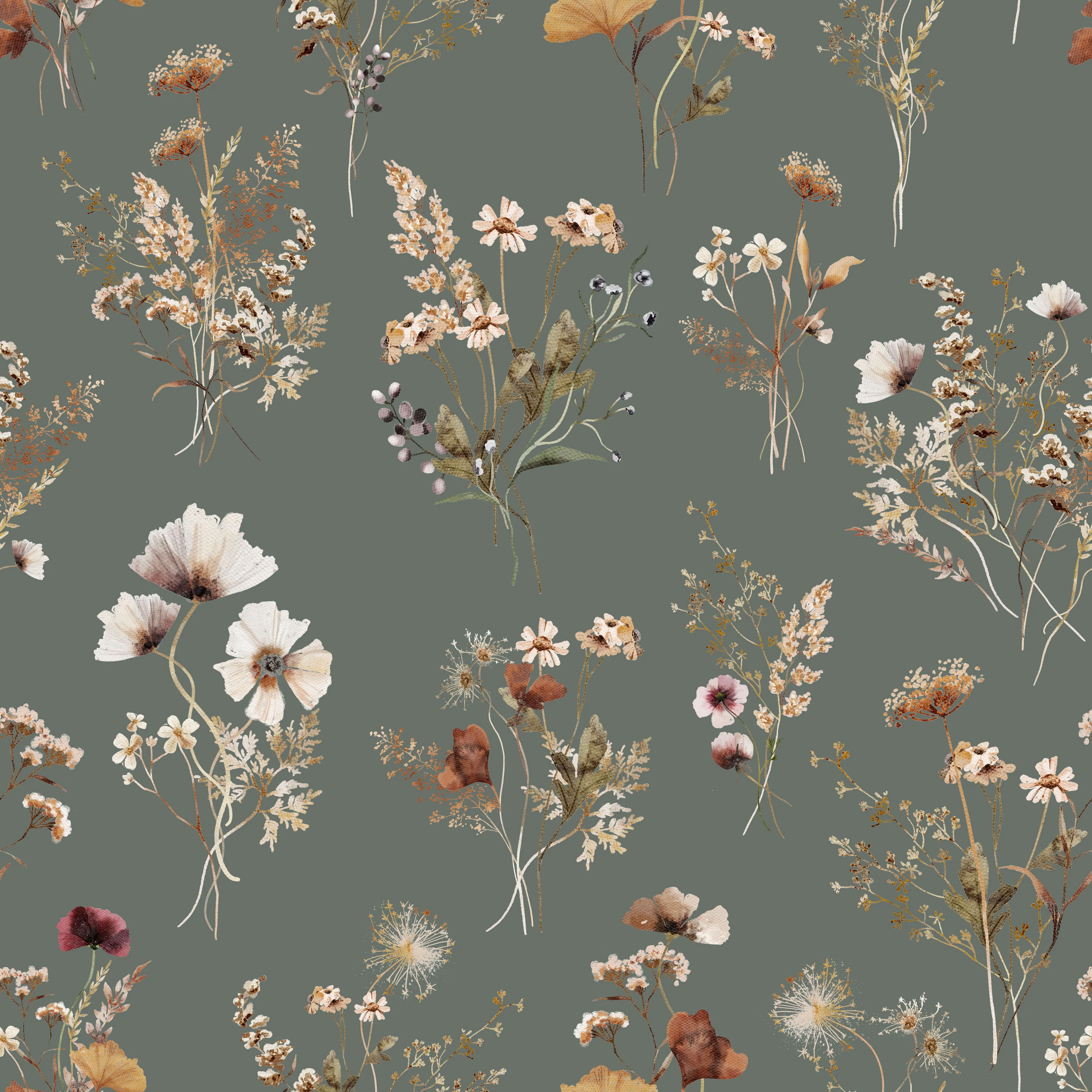 Vintage Florals on Sage