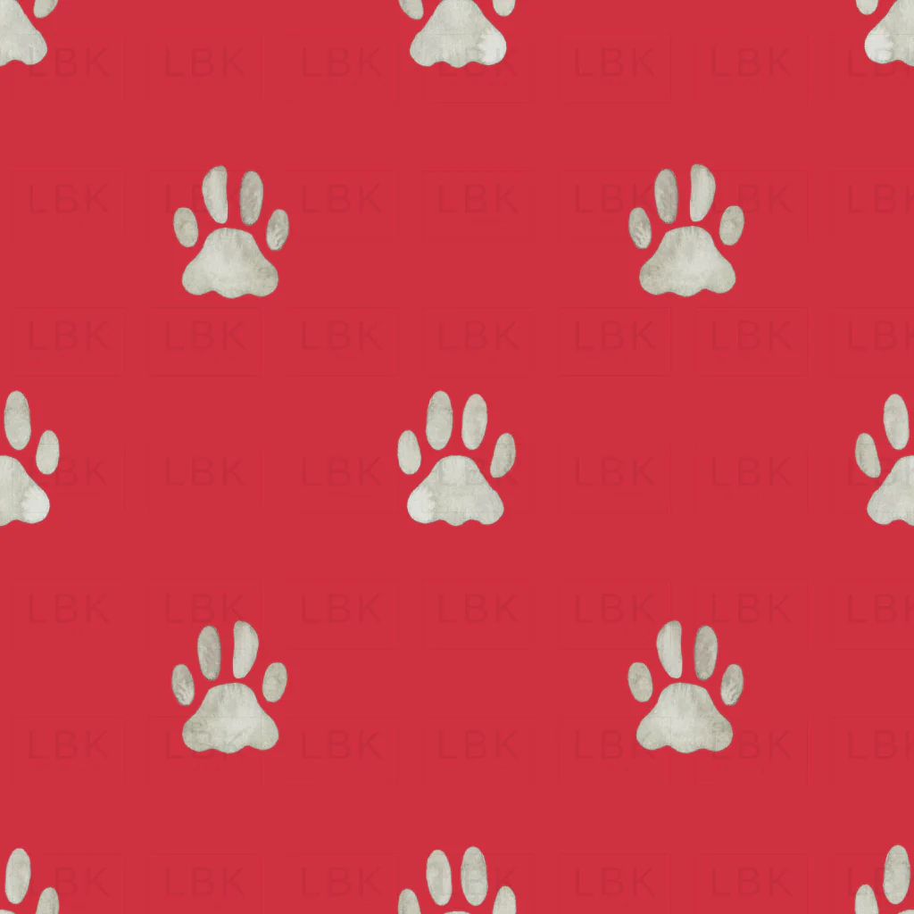 Watercolor cat paw print red