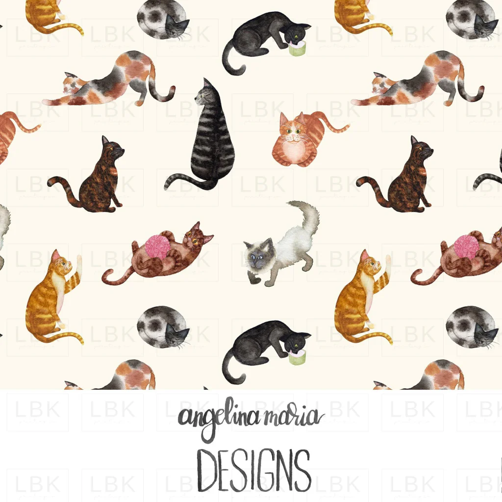 Watercolor Cats in Cream