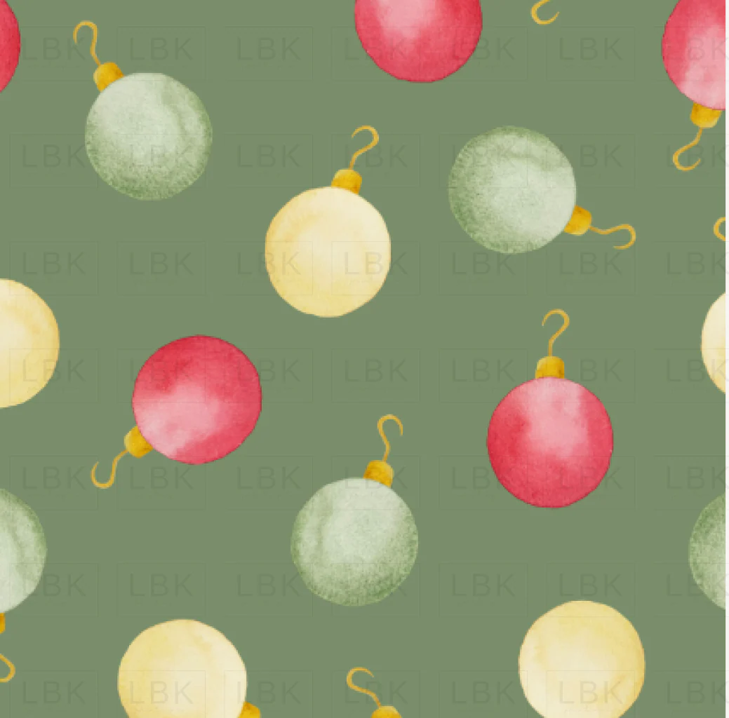 Watercolor Christmas ornaments green