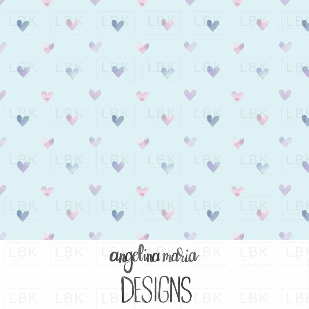 watercolor hearts seafoam