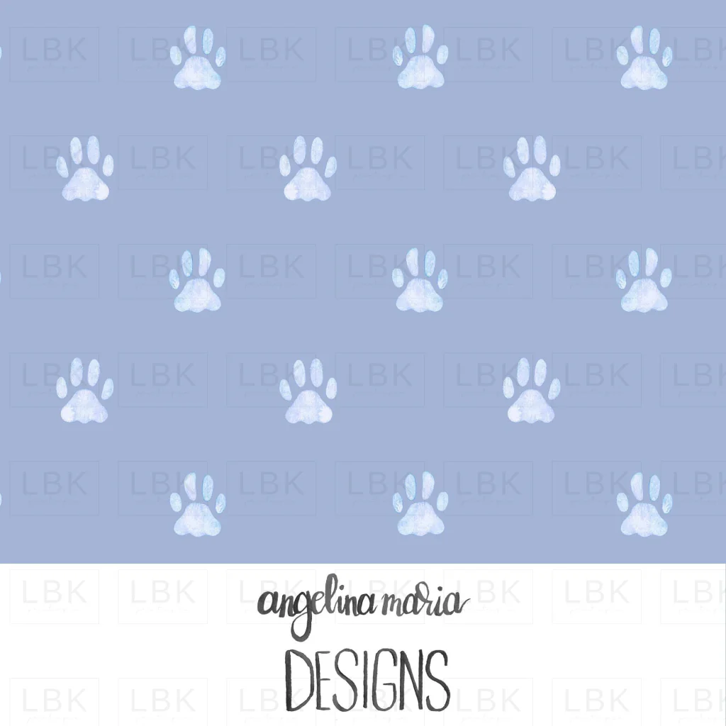 Watercolor Paw Prints in Cerulean Frost