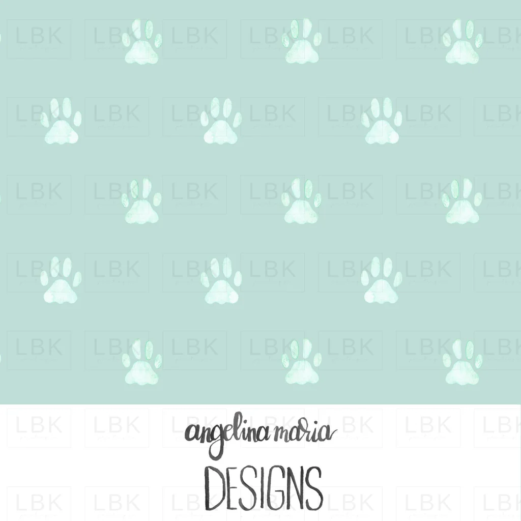 Watercolor Paw Prints in Sweet Mint