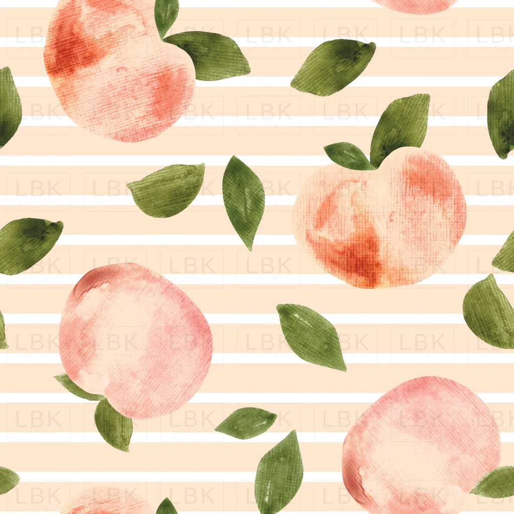 Watercolor Peaches and Pink Stripes