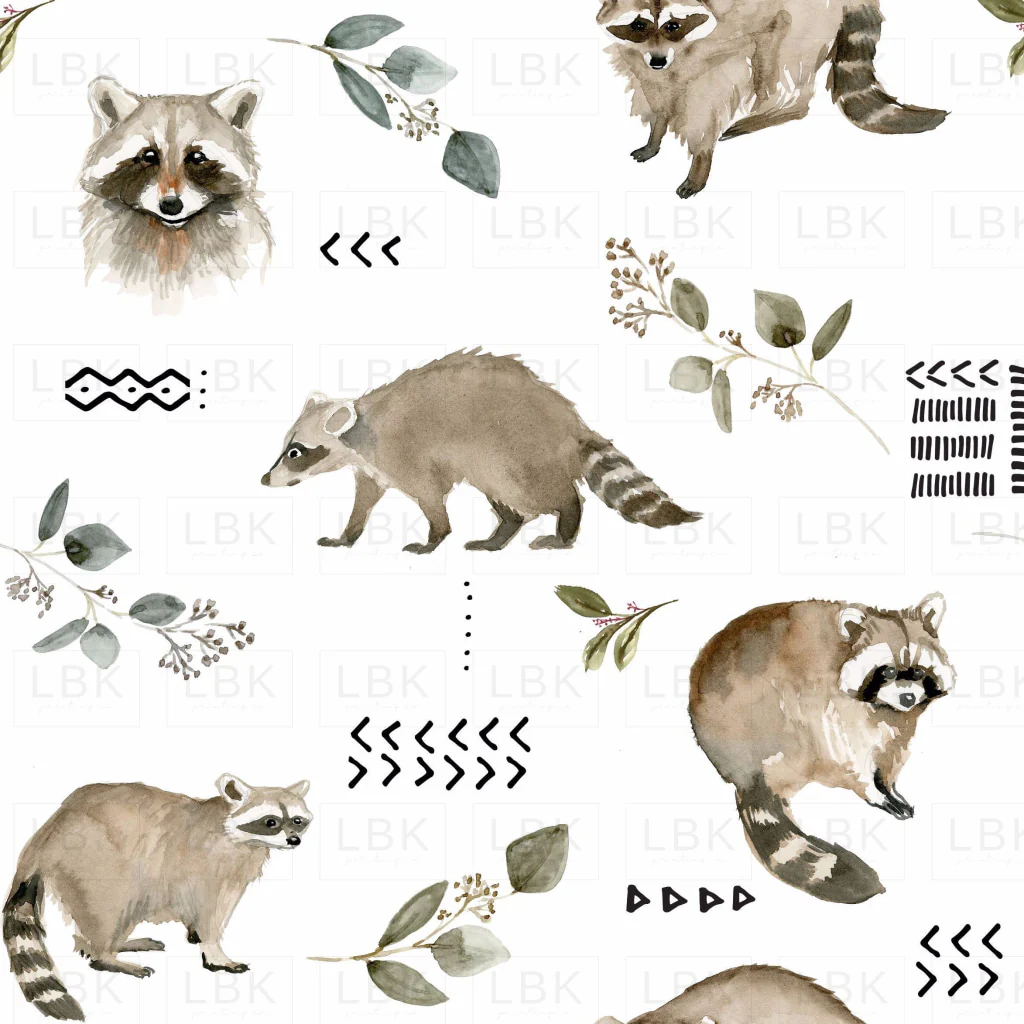 Watercolor Raccoons and Mudcloth