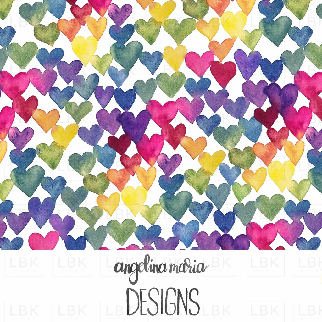 watercolor rainbow hearts