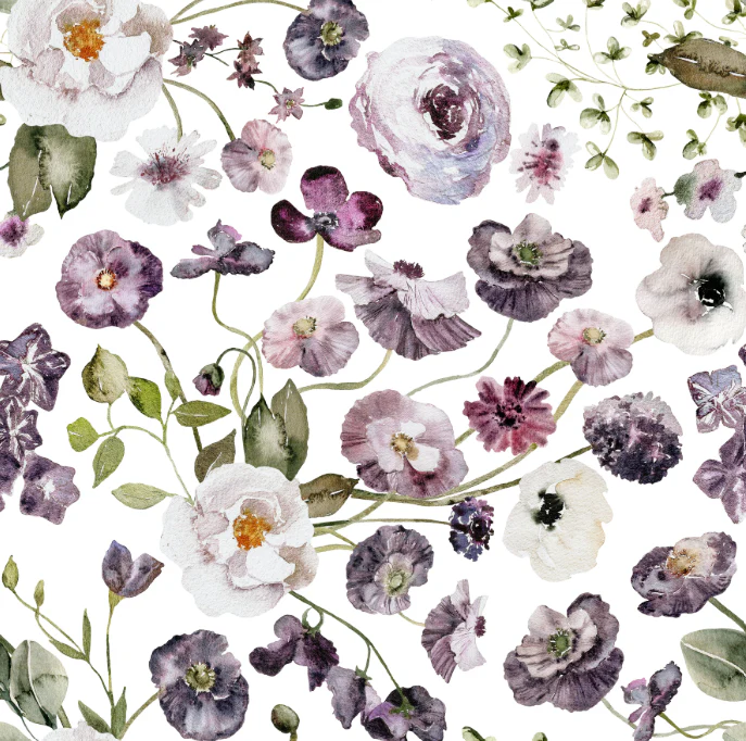 Wildflower Poppies in Lavender and Plum