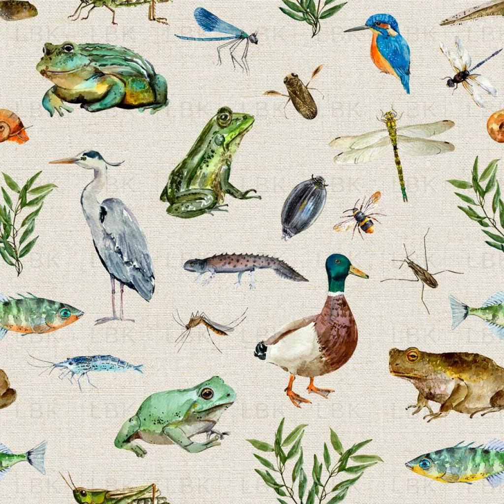 Wildlife Pond on Oatmeal Linen Texture