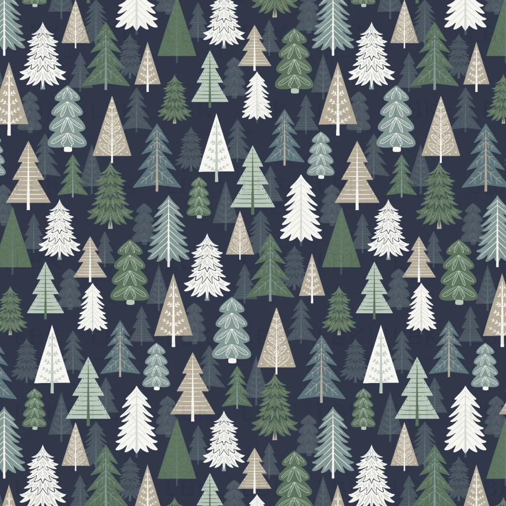 Winter Fox Forest Navy
