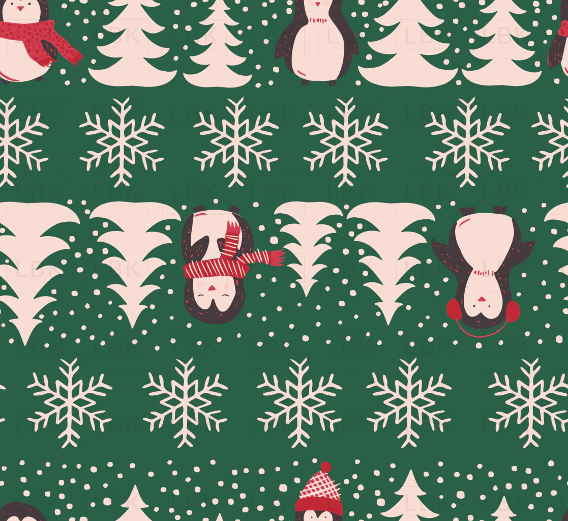 Winter Penguins in Green