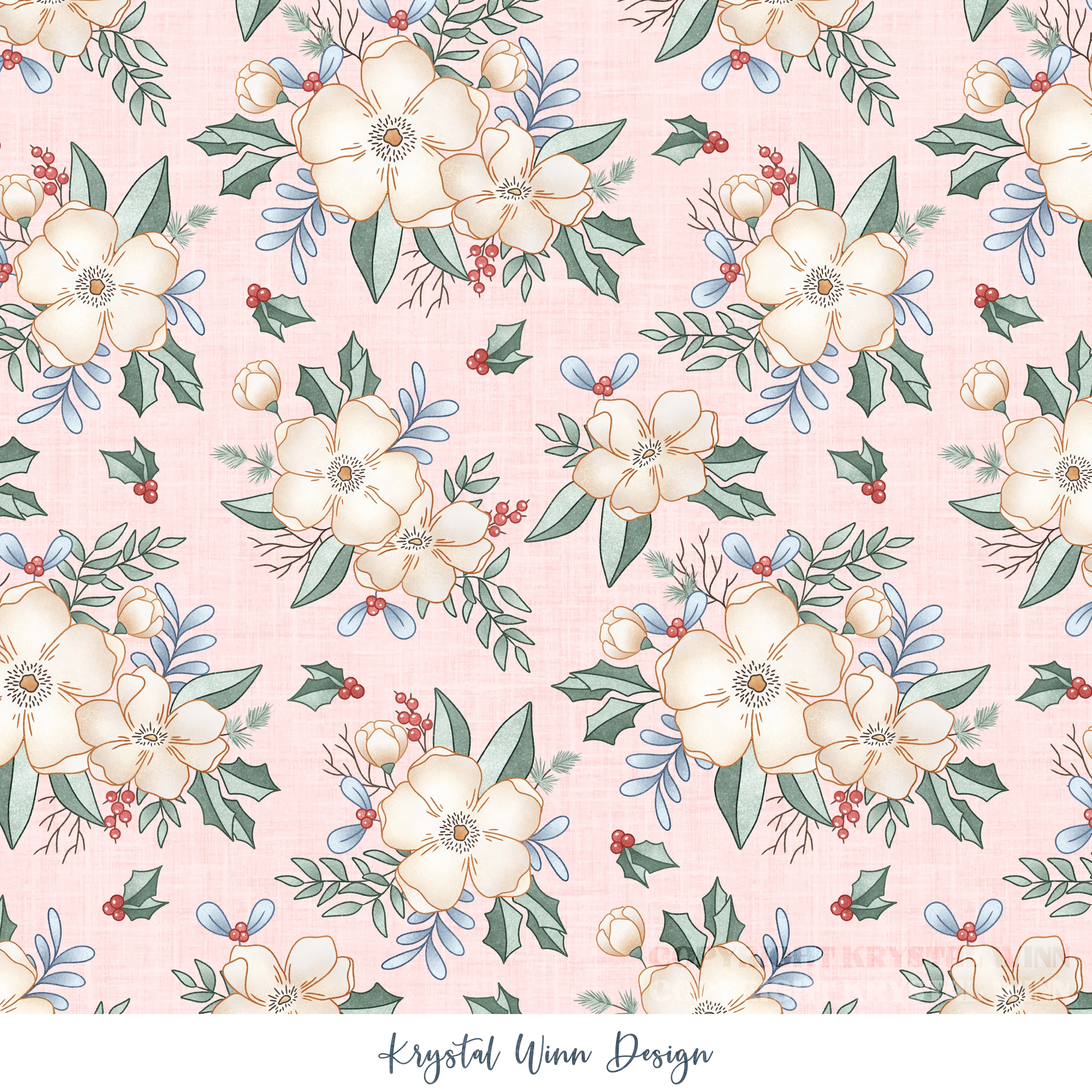 Winter Wonderland Floral Baby Pink