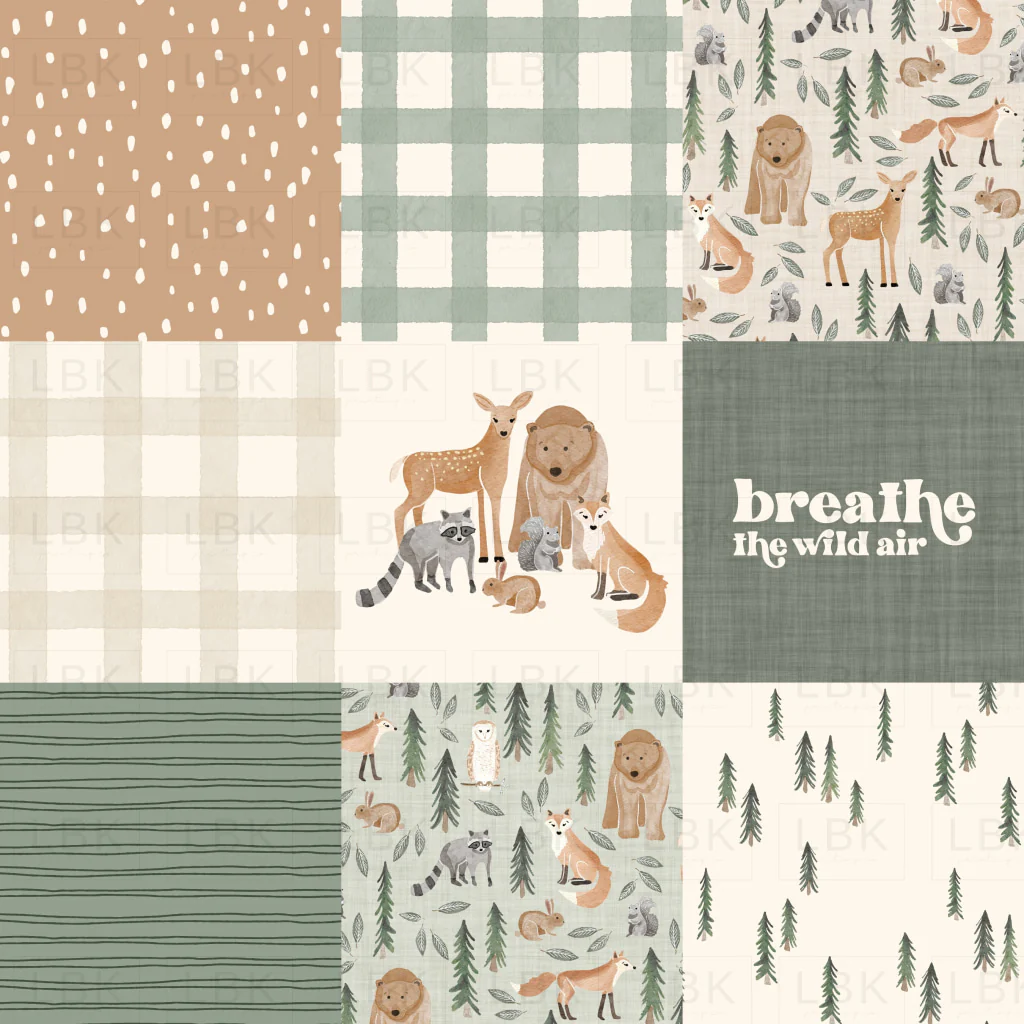 Woodland cheater quilt- green